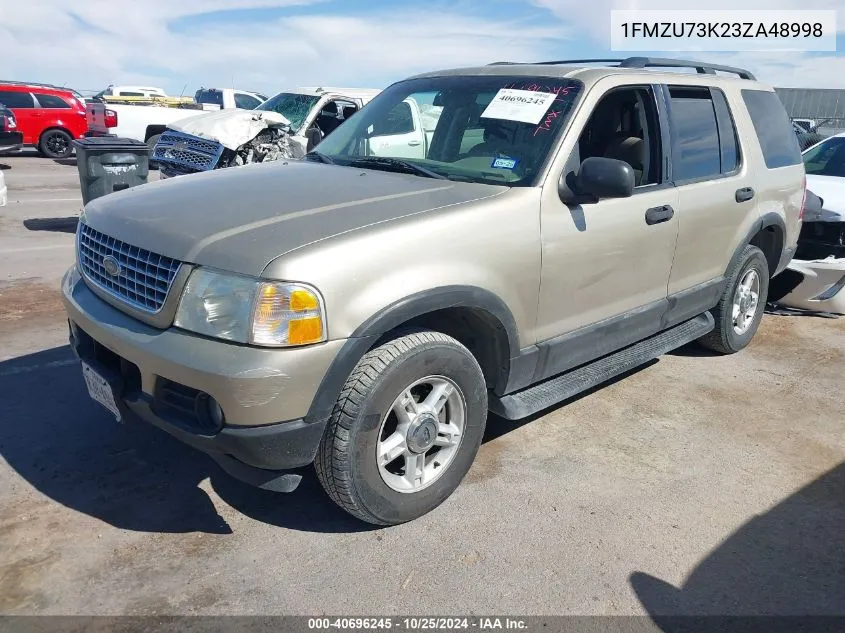 2003 Ford Explorer Nbx/Xlt VIN: 1FMZU73K23ZA48998 Lot: 40696245