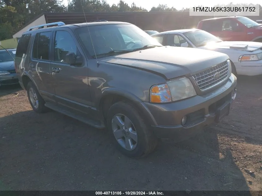 2003 Ford Explorer Limited VIN: 1FMZU65K33UB61752 Lot: 40713105