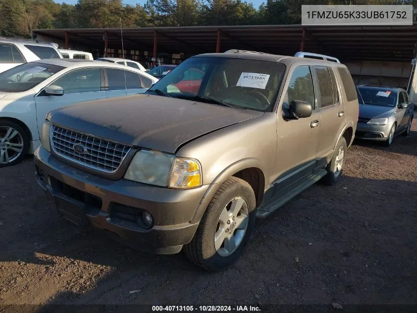 2003 Ford Explorer Limited VIN: 1FMZU65K33UB61752 Lot: 40713105