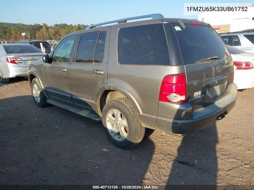 2003 Ford Explorer Limited VIN: 1FMZU65K33UB61752 Lot: 40713105