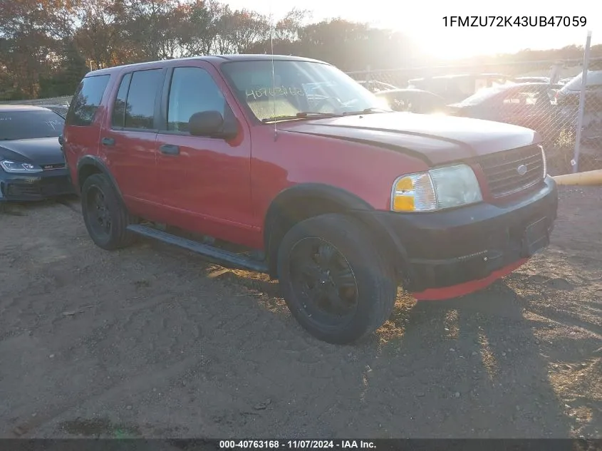 2003 Ford Explorer Xls VIN: 1FMZU72K43UB47059 Lot: 40763168