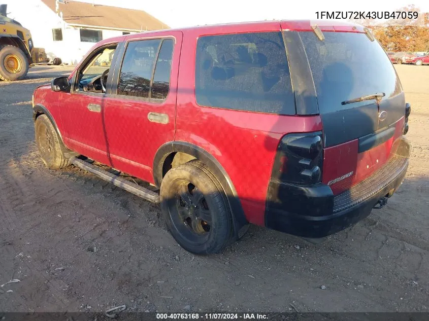 2003 Ford Explorer Xls VIN: 1FMZU72K43UB47059 Lot: 40763168