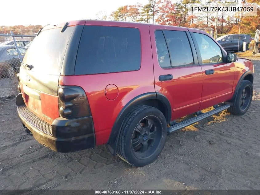 2003 Ford Explorer Xls VIN: 1FMZU72K43UB47059 Lot: 40763168