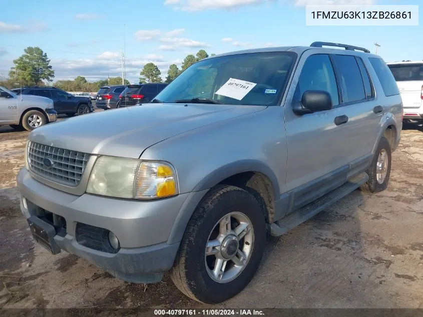 2003 Ford Explorer Nbx/Xlt VIN: 1FMZU63K13ZB26861 Lot: 40797161