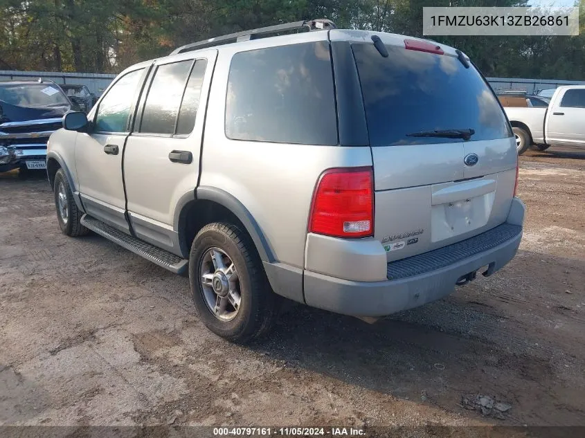 2003 Ford Explorer Nbx/Xlt VIN: 1FMZU63K13ZB26861 Lot: 40797161