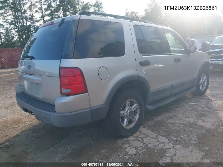 2003 Ford Explorer Nbx/Xlt VIN: 1FMZU63K13ZB26861 Lot: 40797161