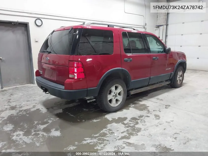 2004 Ford Explorer Nbx/Xlt VIN: 1FMDU73K24ZA78742 Lot: 39923801