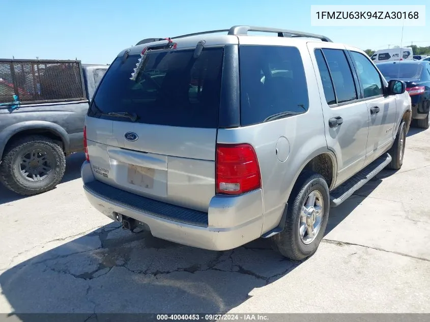 2004 Ford Explorer Xlt VIN: 1FMZU63K94ZA30168 Lot: 40040453