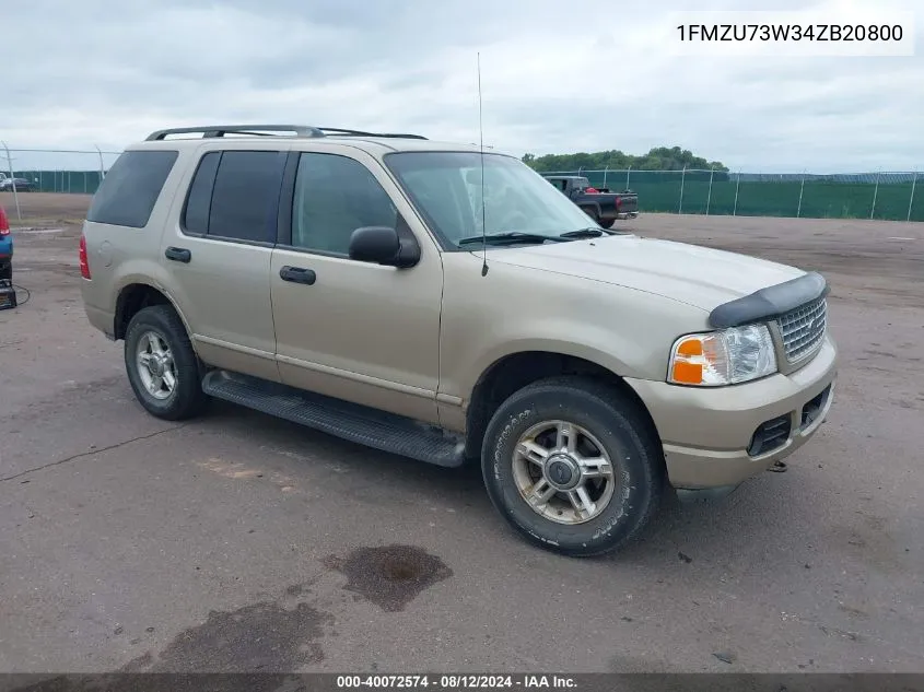 2004 Ford Explorer Nbx/Xlt VIN: 1FMZU73W34ZB20800 Lot: 40072574