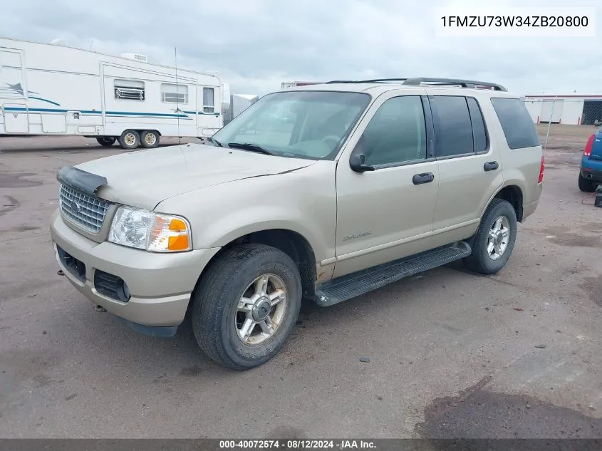 2004 Ford Explorer Nbx/Xlt VIN: 1FMZU73W34ZB20800 Lot: 40072574