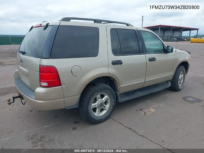 2004 Ford Explorer Nbx/Xlt VIN: 1FMZU73W34ZB20800 Lot: 40072574