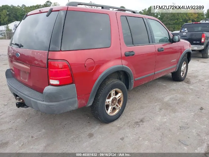 2004 Ford Explorer Xls VIN: 1FMZU72KX4UA92389 Lot: 40351632