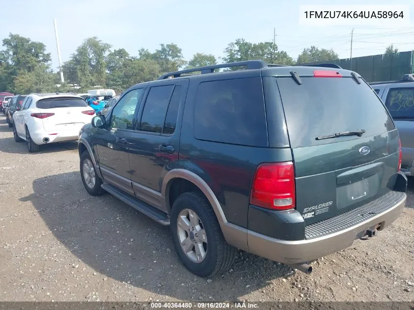 2004 Ford Explorer Eddie Bauer VIN: 1FMZU74K64UA58964 Lot: 40364480