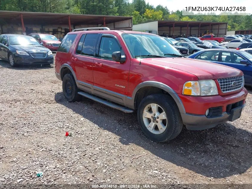 2004 Ford Explorer Xlt VIN: 1FMZU63K74UA27458 Lot: 40374010