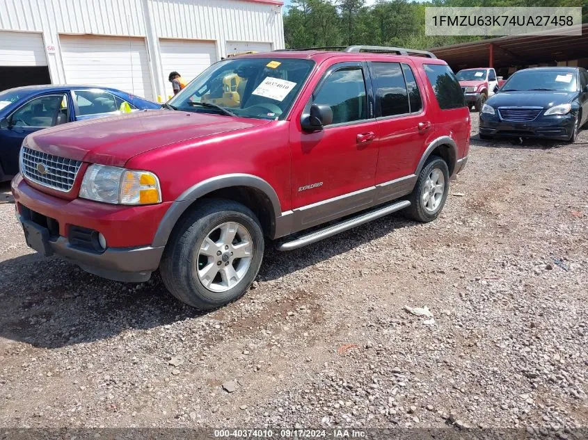 2004 Ford Explorer Xlt VIN: 1FMZU63K74UA27458 Lot: 40374010