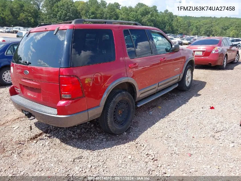 2004 Ford Explorer Xlt VIN: 1FMZU63K74UA27458 Lot: 40374010