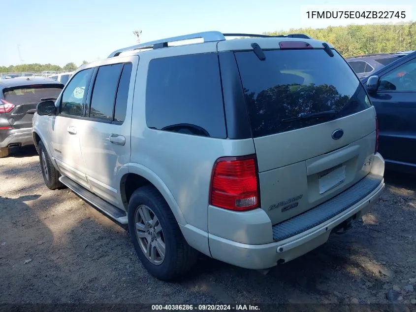 2004 Ford Explorer Limited VIN: 1FMDU75E04ZB22745 Lot: 40386286