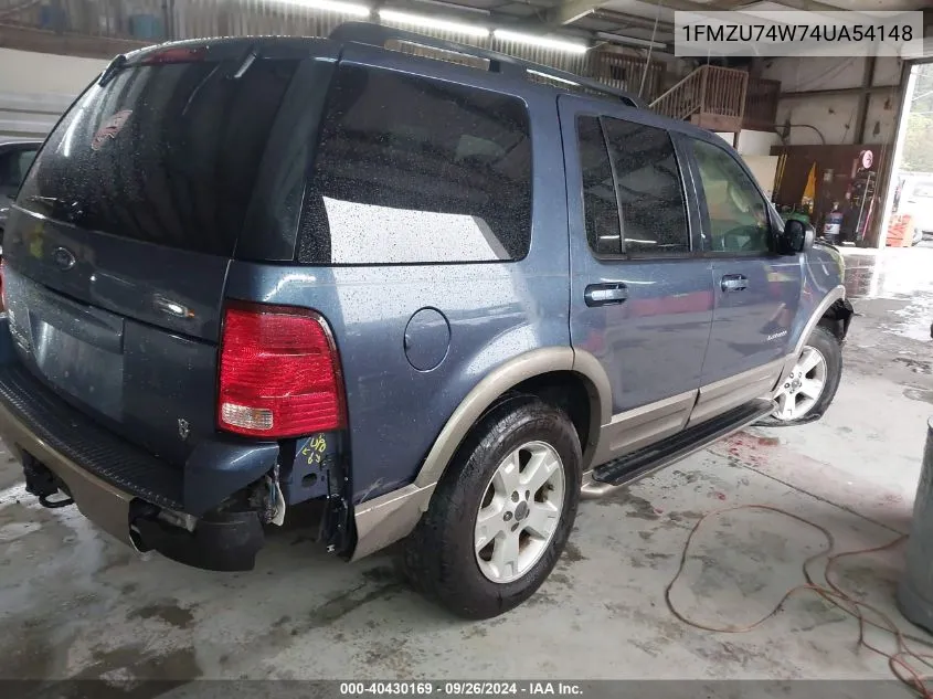 2004 Ford Explorer Eddie Bauer VIN: 1FMZU74W74UA54148 Lot: 40430169