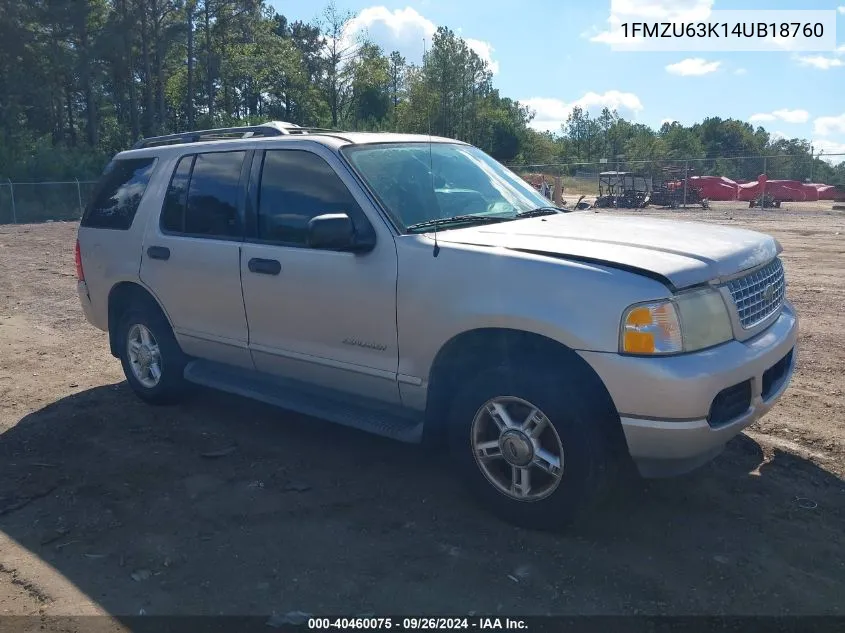 2004 Ford Explorer Xlt VIN: 1FMZU63K14UB18760 Lot: 40460075