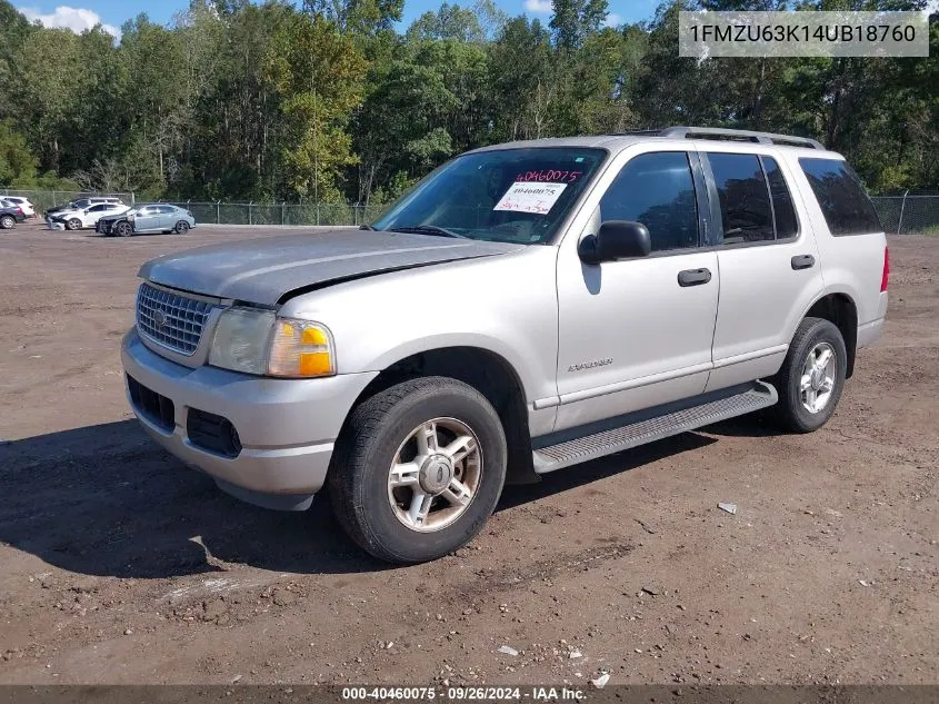 2004 Ford Explorer Xlt VIN: 1FMZU63K14UB18760 Lot: 40460075