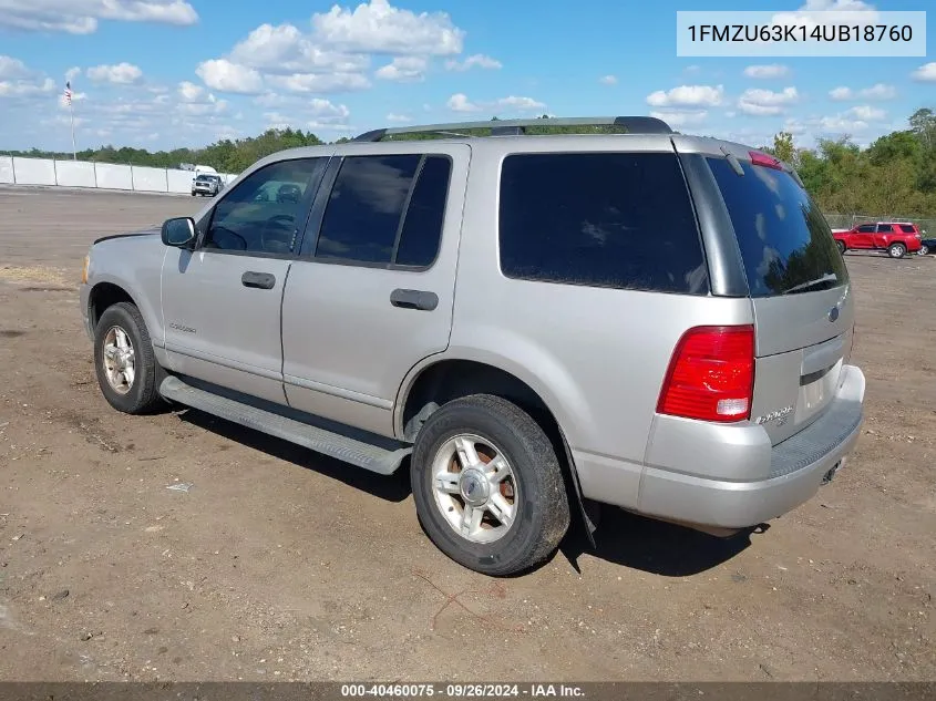 2004 Ford Explorer Xlt VIN: 1FMZU63K14UB18760 Lot: 40460075