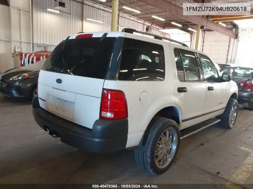 2004 Ford Explorer Xls VIN: 1FMZU72K94UB20618 Lot: 40470365