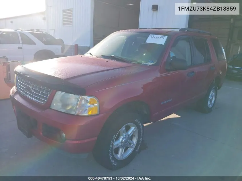 2004 Ford Explorer Nbx/Xlt VIN: 1FMZU73K84ZB18859 Lot: 40478753