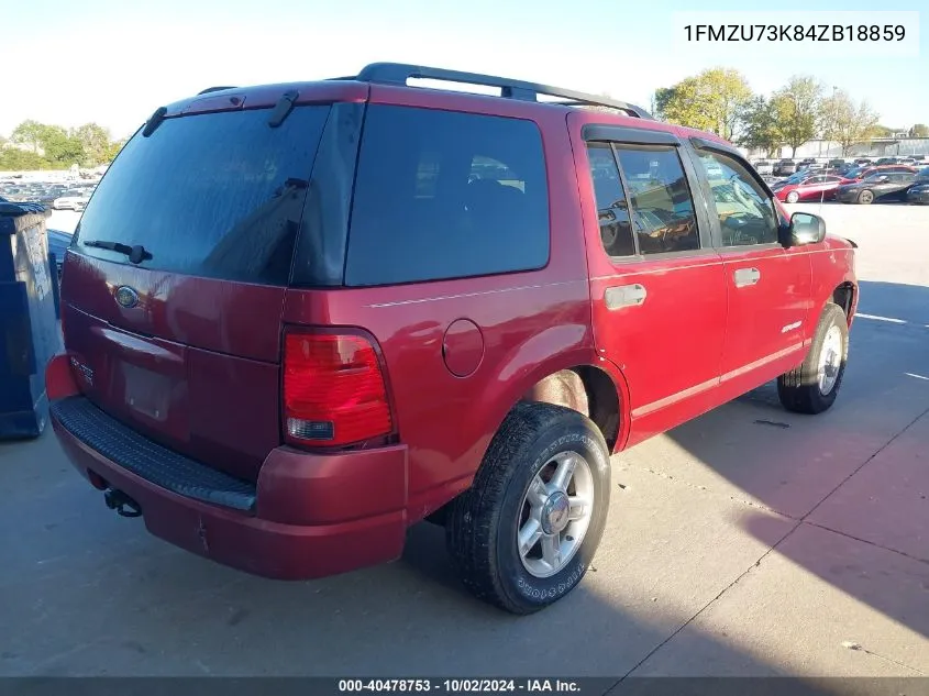 2004 Ford Explorer Nbx/Xlt VIN: 1FMZU73K84ZB18859 Lot: 40478753