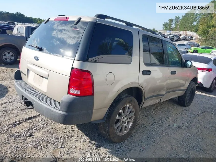 2004 Ford Explorer Xls VIN: 1FMZU62K34UB98659 Lot: 40535689