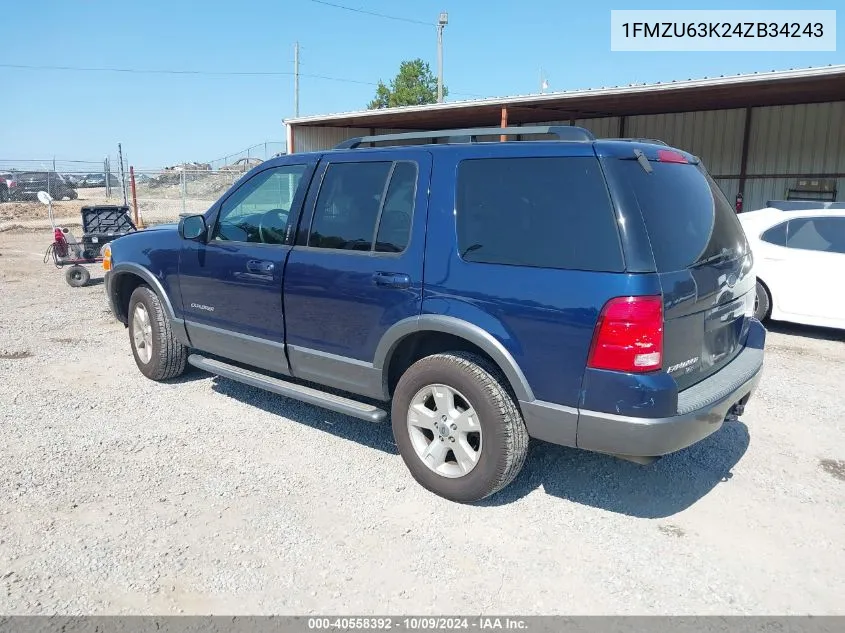 2004 Ford Explorer Xlt VIN: 1FMZU63K24ZB34243 Lot: 40558392