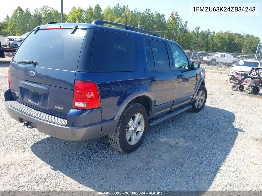 2004 Ford Explorer Xlt VIN: 1FMZU63K24ZB34243 Lot: 40558392