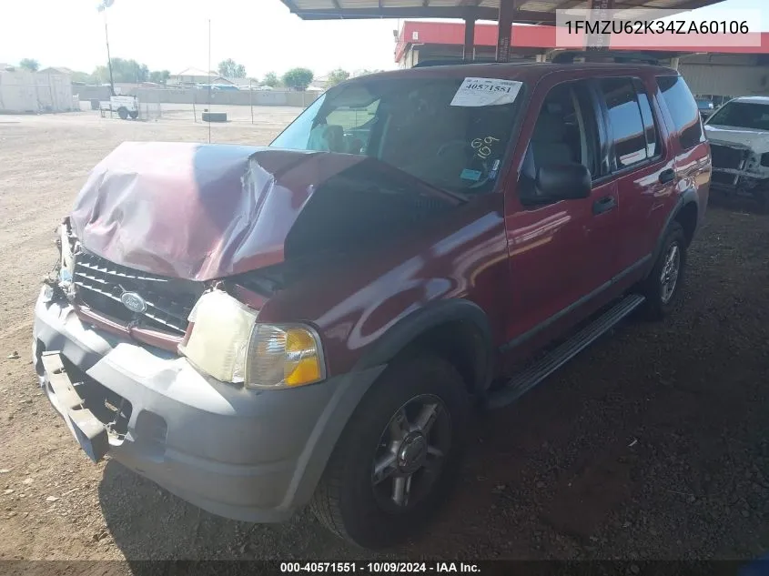 2004 Ford Explorer Xls VIN: 1FMZU62K34ZA60106 Lot: 40571551