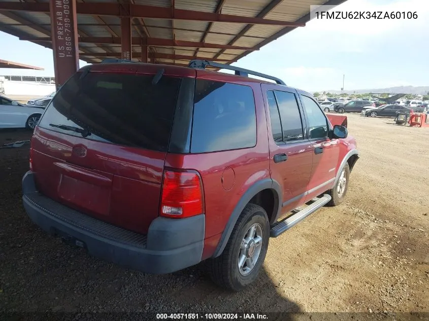 2004 Ford Explorer Xls VIN: 1FMZU62K34ZA60106 Lot: 40571551