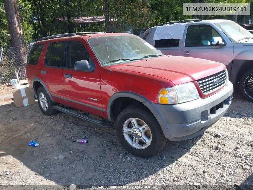 2004 Ford Explorer Xls VIN: 1FMZU62K24UB19451 Lot: 40580806