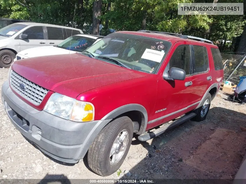 2004 Ford Explorer Xls VIN: 1FMZU62K24UB19451 Lot: 40580806