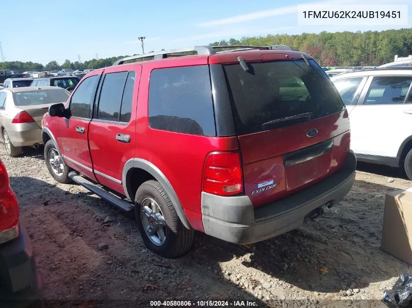 2004 Ford Explorer Xls VIN: 1FMZU62K24UB19451 Lot: 40580806