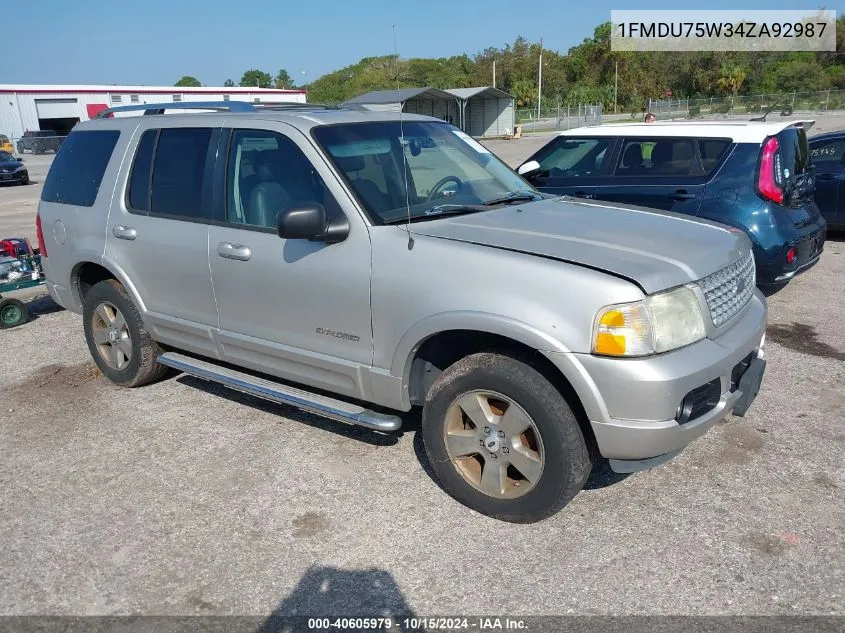 2004 Ford Explorer Limited VIN: 1FMDU75W34ZA92987 Lot: 40605979