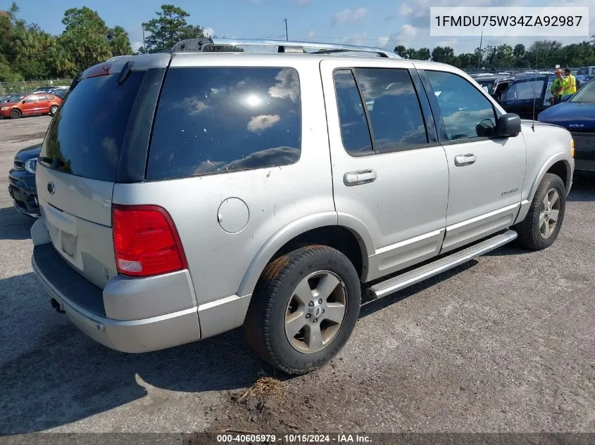 2004 Ford Explorer Limited VIN: 1FMDU75W34ZA92987 Lot: 40605979