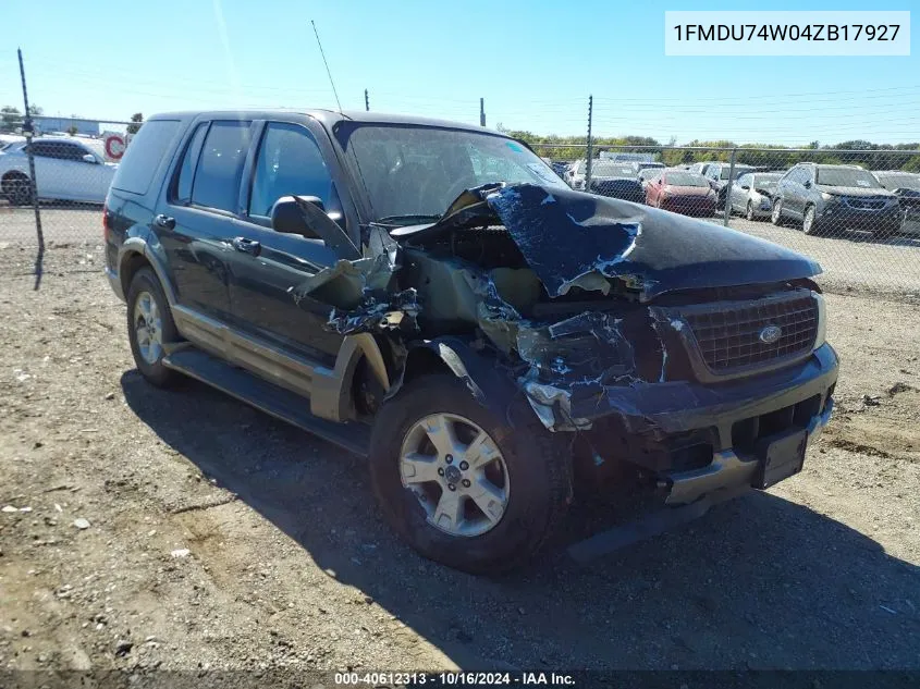 2004 Ford Explorer Eddie Bauer VIN: 1FMDU74W04ZB17927 Lot: 40612313