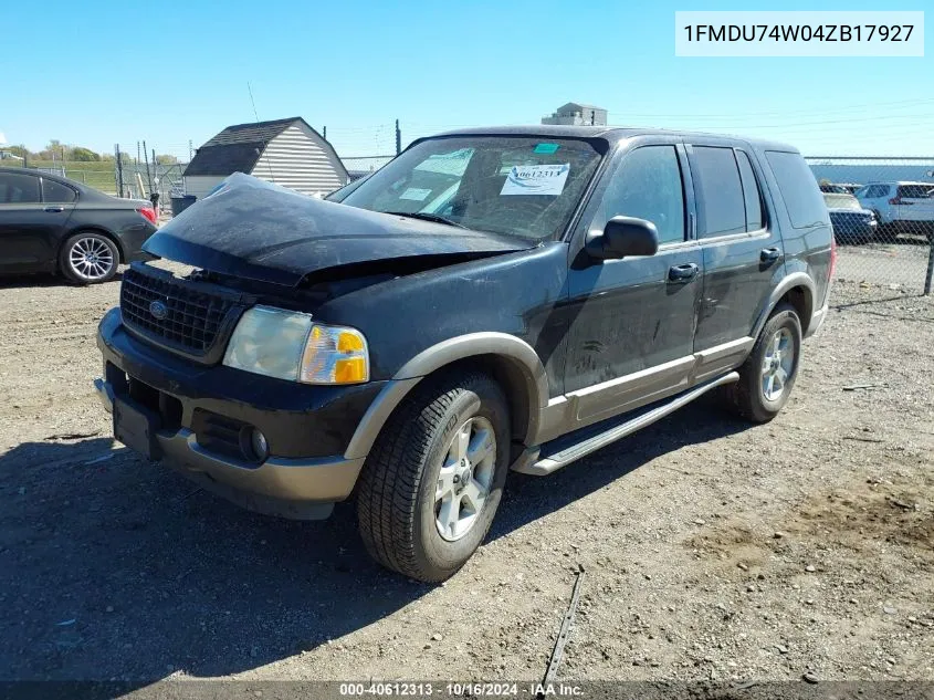 2004 Ford Explorer Eddie Bauer VIN: 1FMDU74W04ZB17927 Lot: 40612313