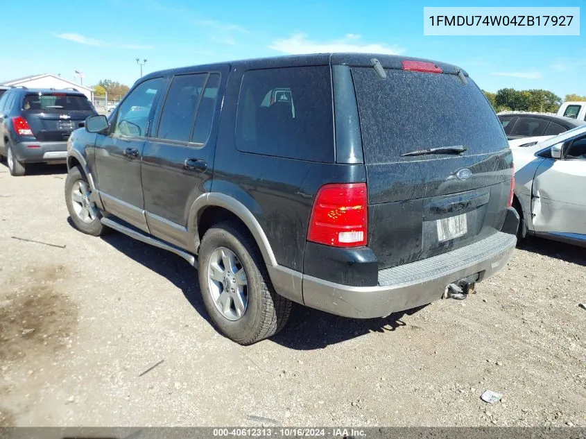 2004 Ford Explorer Eddie Bauer VIN: 1FMDU74W04ZB17927 Lot: 40612313