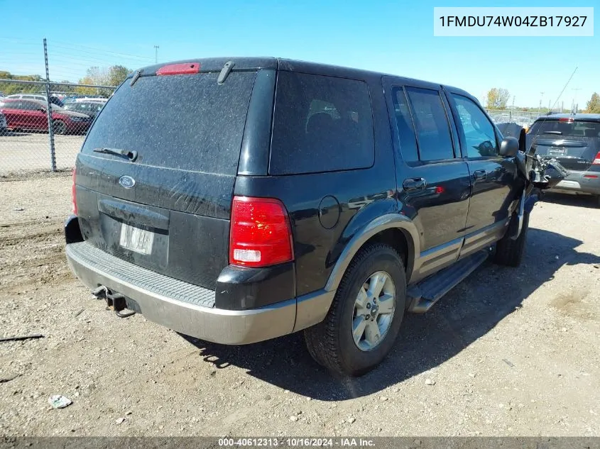 2004 Ford Explorer Eddie Bauer VIN: 1FMDU74W04ZB17927 Lot: 40612313