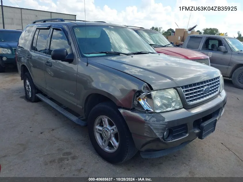 2004 Ford Explorer Xlt VIN: 1FMZU63K04ZB35925 Lot: 40685637