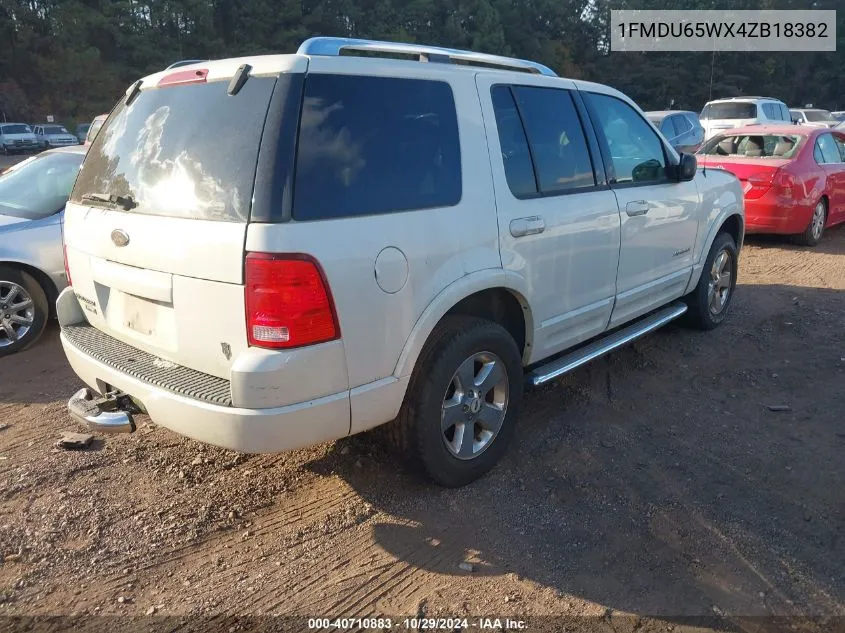 2004 Ford Explorer Limited VIN: 1FMDU65WX4ZB18382 Lot: 40710883