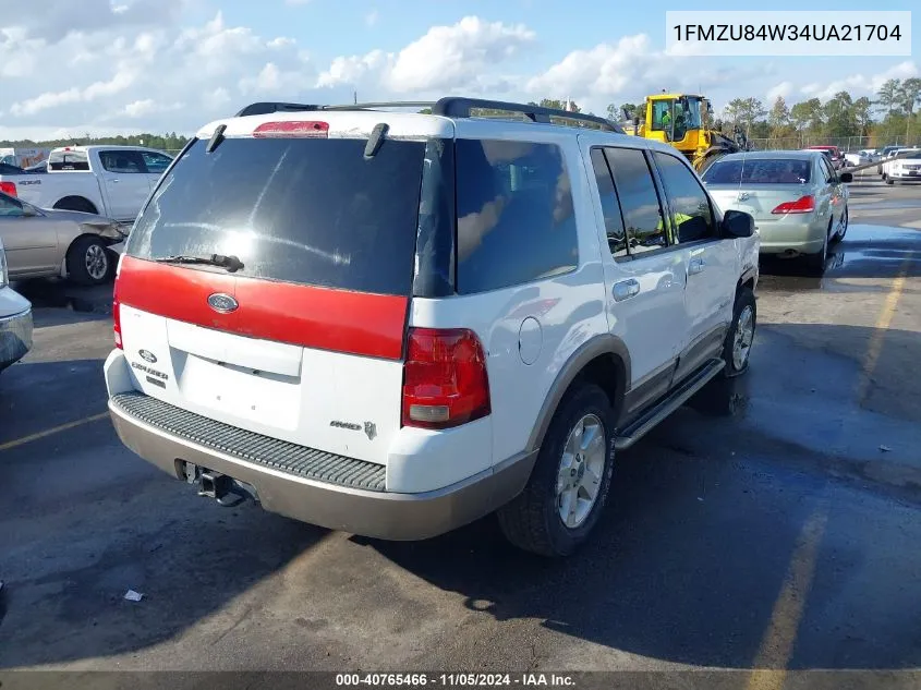 2004 Ford Explorer Eddie Bauer VIN: 1FMZU84W34UA21704 Lot: 40765466