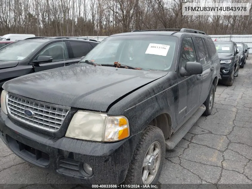 2004 Ford Explorer Xlt VIN: 1FMZU83W14UB43978 Lot: 40833586