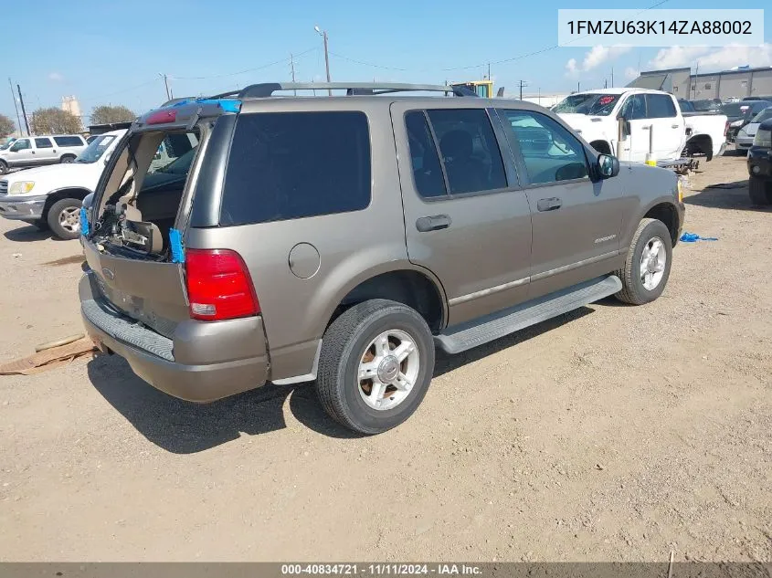 2004 Ford Explorer Xlt VIN: 1FMZU63K14ZA88002 Lot: 40834721