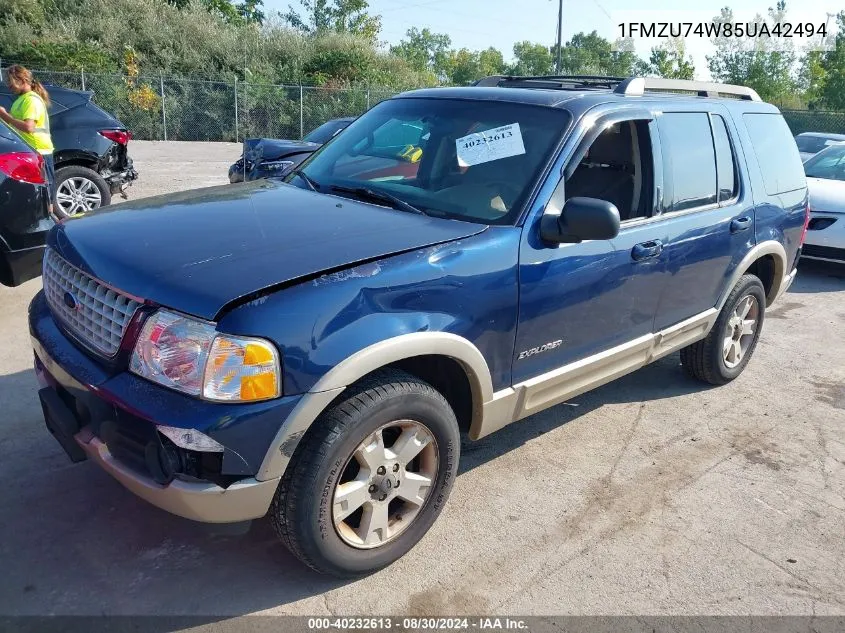 2005 Ford Explorer Eddie Bauer VIN: 1FMZU74W85UA42494 Lot: 40232613