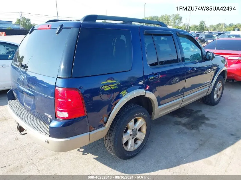 2005 Ford Explorer Eddie Bauer VIN: 1FMZU74W85UA42494 Lot: 40232613