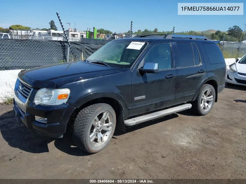 2006 Ford Explorer Limited VIN: 1FMEU75866UA14077 Lot: 39406604